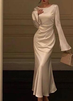 Женское самое трендированное платье макси атлас туречки5 фото
