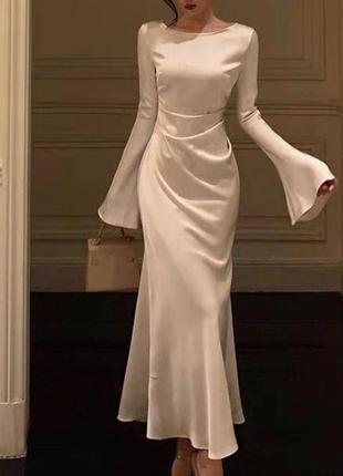 Жіноча найтрендованіша сукня максі атлас туреччина6 фото