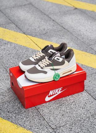 Кроссовки 
nike air max 1 x travis scott white brown3 фото