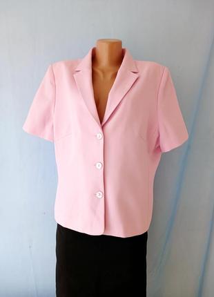 Розовый летний пиджак жакет с коротким рукавом