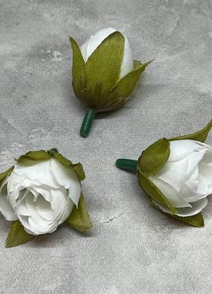Бутон розы из ткани 2,0 см, цвет-белый, шт., білий