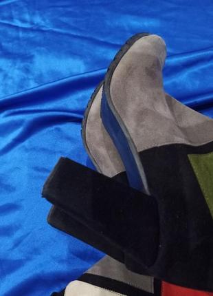 Замшеві високі шкіряні зимові чоботи на байку з натуральної замші шкіри сірі червоні чорні зелені бі7 фото