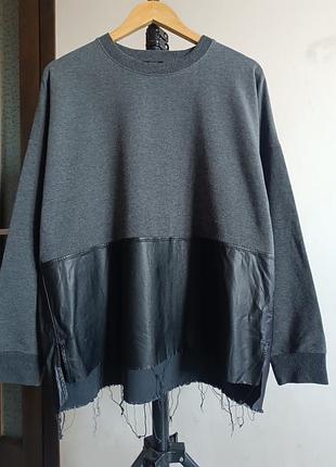 Жіночий світшот оверсайз з комбінованих тканин