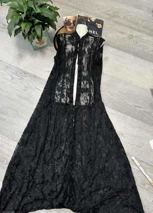 Платье с вышивкой прозрачное