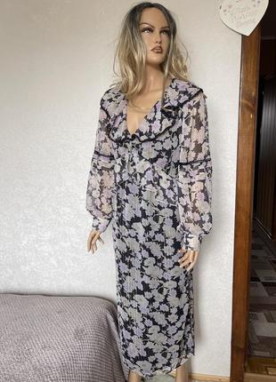 Романтична шифонова сукня мідаксі з люрексом river island р.142 фото