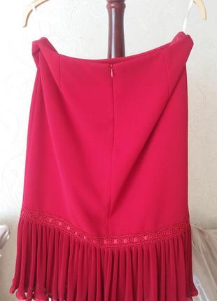 Нарядная темно-красная юбка с плиссировкой по низу 48 размера.3 фото