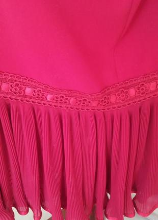Нарядная темно-красная юбка с плиссировкой по низу 48 размера.4 фото