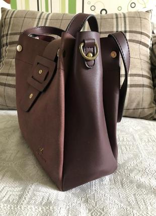 Женская сумка бордовая замш кожа сумочка шоппер2 фото