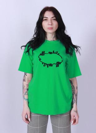 Футболка off-white off circle tomboy in tee green black1 фото