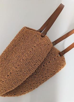 Плетена сумка шопер з рафії1 фото
