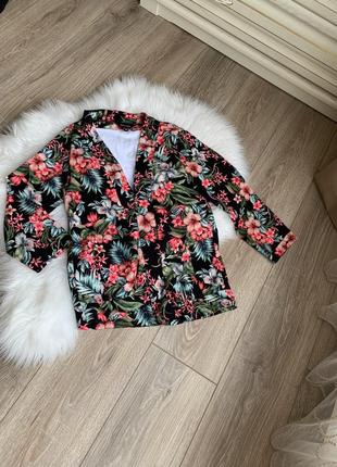 Пиджак, жакет, кофта, легкая накидка с цветочным принтом s-m1 фото