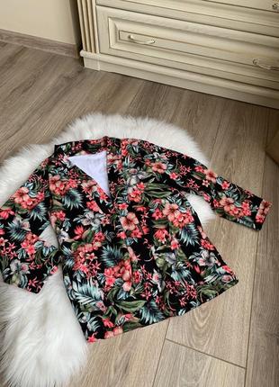 Пиджак, жакет, кофта, легкая накидка с цветочным принтом s-m4 фото