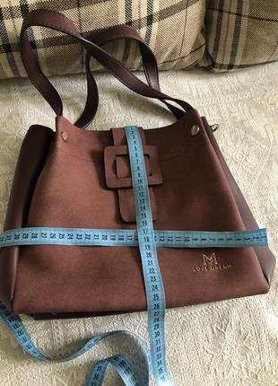 Женская сумка бордовая замш кожа сумочка шоппер5 фото