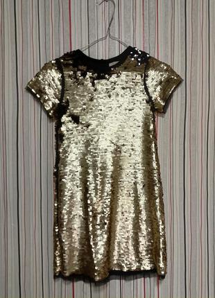 Золотое праздничное платье в паетки2 фото