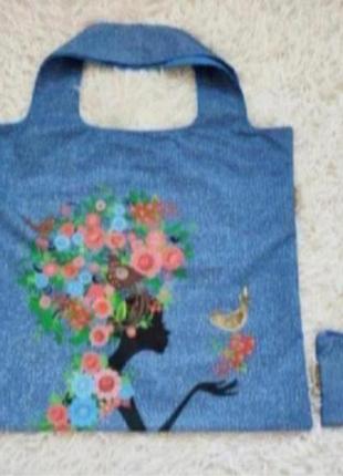 Шоппер сумка екосумка "дівчина весна"2 фото