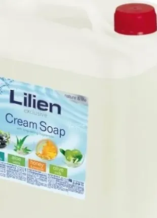 "lilien - рідке крем-мило aloe vera / olive milk/ sea minerals/ honey  5000ml"3 фото