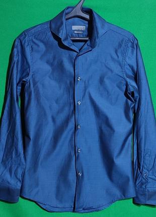 Zara man slim fit чоловіча сорочка синього кольору, розмір s1 фото