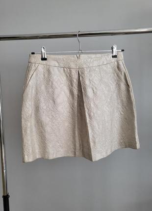 Серебряная юбка с карманами7 фото