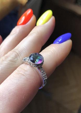 Яркий кольцо мистик топаз 16,5 серебро2 фото