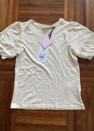 Нова бавовняна з мереживом сорочка блуза футболка naf-naf s франція