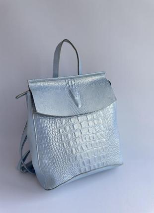 Шкіряний рюкзак-сумка (трансформер) з тисненням1 фото