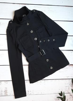 1+1=3 базовая черная фирменная куртка демисезон на пуговицах h&amp;m, размер 42 - 441 фото