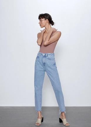 Zara trf mom jeans мами raw cut необроблений край1 фото