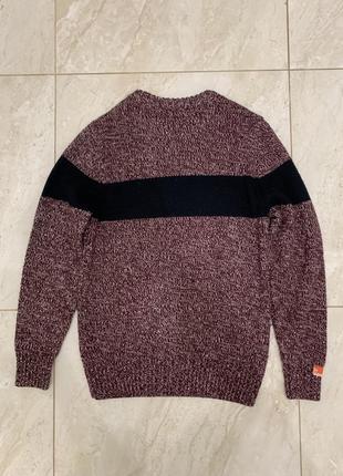 Вязаный шерстяной свитер джемпер superdry бордовый3 фото