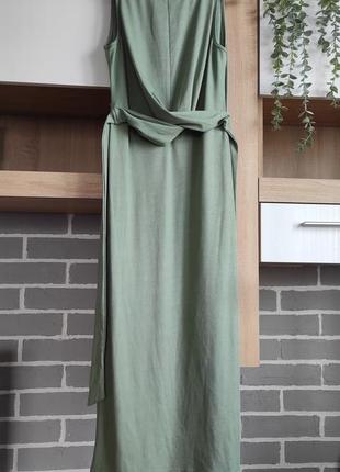 Shein длинное платье в рубчик, платье с разрезом, сарафан с узлом на завязках4 фото