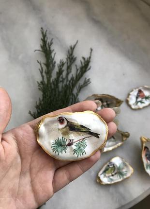 Handmade богемні піали-устриці для зберігання прикрас, дрібниць, птахи6 фото