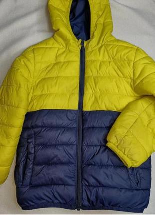 Куртка желто-голубая на 4-5 лет двухсторонняя. george. фирменная куртка. патриотическая куртка.1 фото