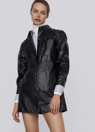 Новое из искусственной кожи платье 👗 мини zara сток новая