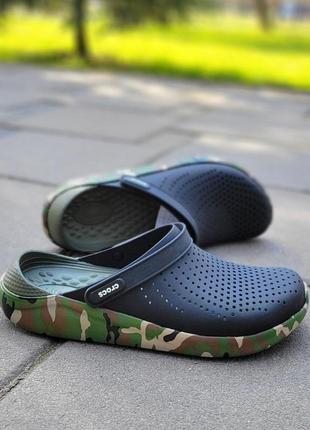 Мужские сабо клоги кроксы crocs literide printed camo clog1 фото