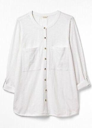 Актуальна бавовняна сорочка з нагрудними кишенями, на ґудзиках white stuff.3 фото