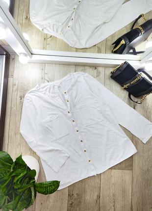 Актуальна бавовняна сорочка з нагрудними кишенями, на ґудзиках white stuff.4 фото
