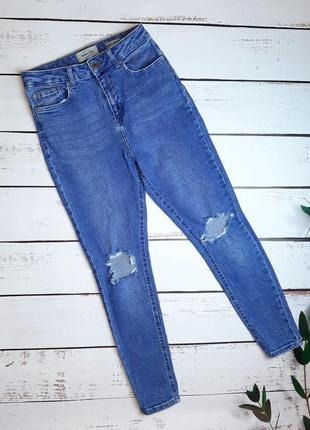 1+1=3 фирменные светло-синие зауженные джинсы скинни высокая посадка new look, размер 48 - 508 фото