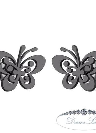 Серьги с нержавеющей медицинськои стали с эмалью "бабочка"