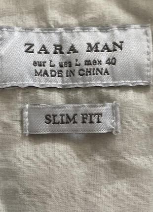 Чоловіча бавовна льон сорочка zara man slim l іспанія 🇪🇸2 фото