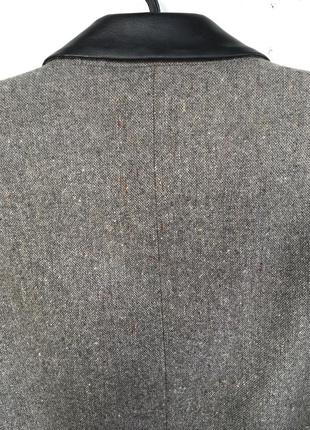 Шерстяной тёплый демисезонный пиджак с кожаным воротом, жакет share6 фото