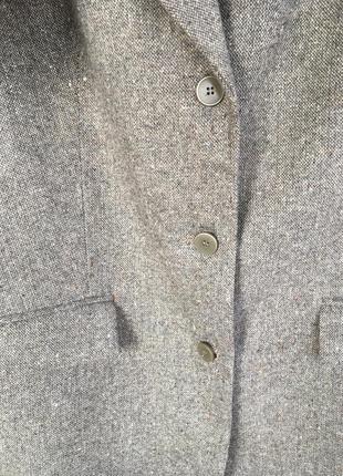Шерстяной тёплый демисезонный пиджак с кожаным воротом, жакет share4 фото