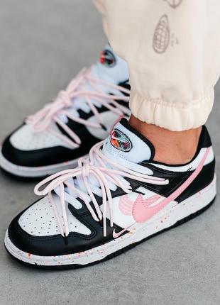 Nike sb dunk low black white pink повсякденні брендові кросівки демі чорно білі з рожевим весна осінь кроссовки демисезонные черно белые с розовым4 фото