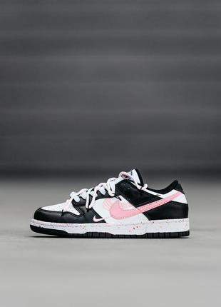 Nike sb dunk low black white pink повсякденні брендові кросівки демі чорно білі з рожевим весна осінь кроссовки демисезонные черно белые с розовым8 фото