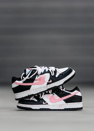 Nike sb dunk low black white pink повсякденні брендові кросівки демі чорно білі з рожевим весна осінь кроссовки демисезонные черно белые с розовым1 фото