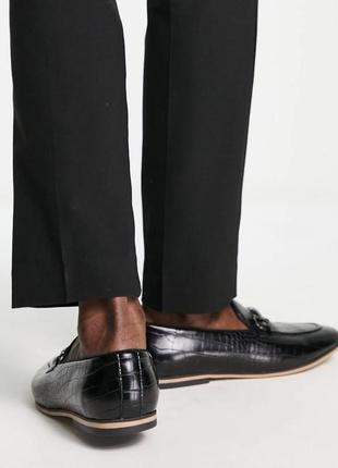 Лофери asos design loafers in black faux croc2 фото