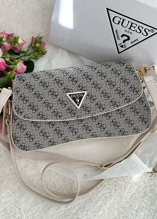 Сумка кросс боди guess long light grey