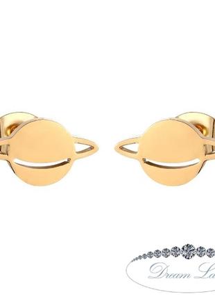 Серьги с нержавеющей медицинськои стали с позолотой "планета"