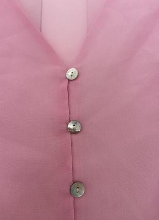 Нежная розовая легкая блузка с воланами, блуза барби з рюшами , легкая прозрачная блузочка пинк2 фото