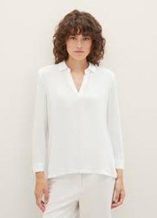 Жіноча біла блуза з двох різновидів тканини, розмір 46-48