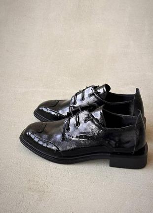 Туфли на шнурках кожаные лак2 фото