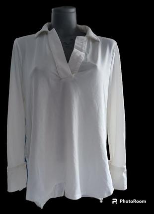 Жіноча біла блуза з двох різновидів тканини, розмір 46-482 фото